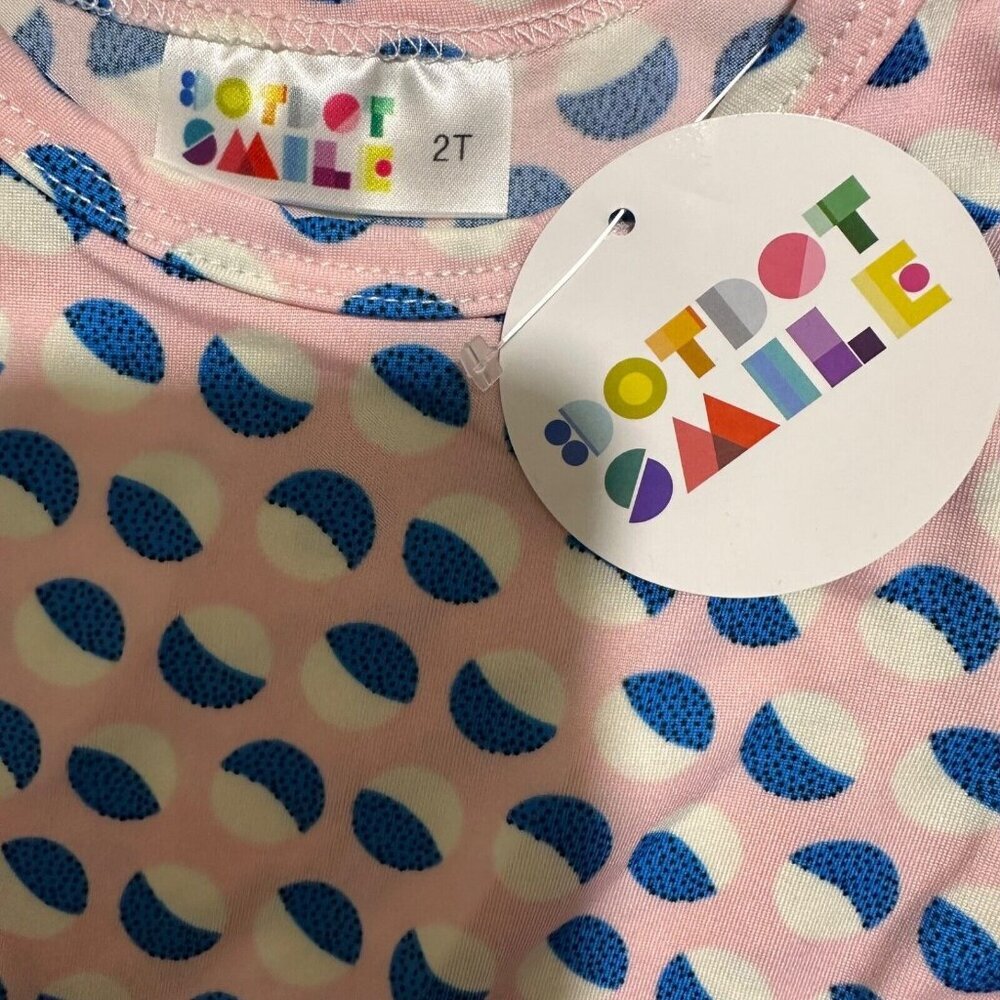 Dot Dot Smile Toddler Girl Size 2T Pink Geometric Cap Sleeve Twirl Dress NWT - Picture 5 of 6